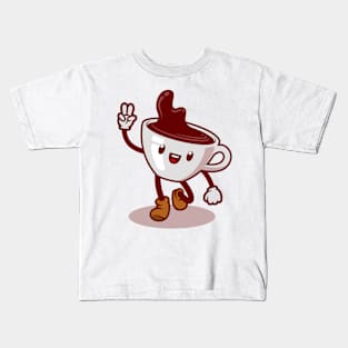 Coffee cup cartoon character Kids T-Shirt